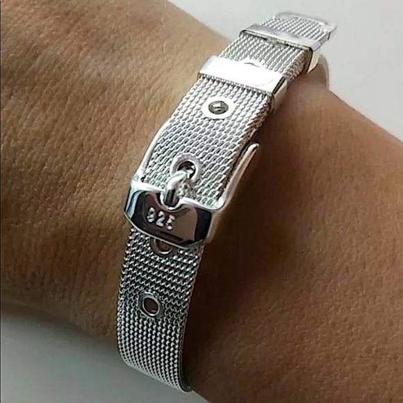 Sterling Silver Belt Buckle Unisex Bracelet - Picture 4 of 13